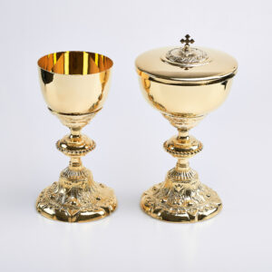 Calice e Pisside barocchi in fusione dorata art. G.1885/1886