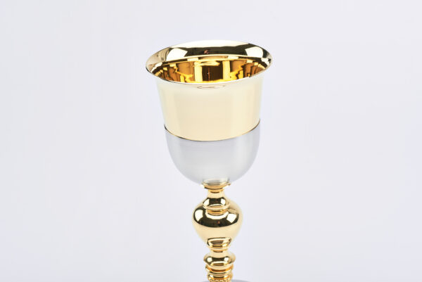 Coppia Calice e Pisside mod. Malta argento satinato ed oro art. G.343/344 - immagine 5