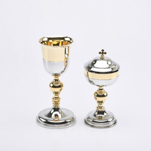 Coppia Calice e Pisside mod. Malta argento e oro art. G.341/342
