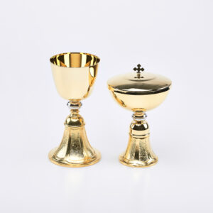 Coppia Calice e Pisside dorati con base fusa art. G.598/599