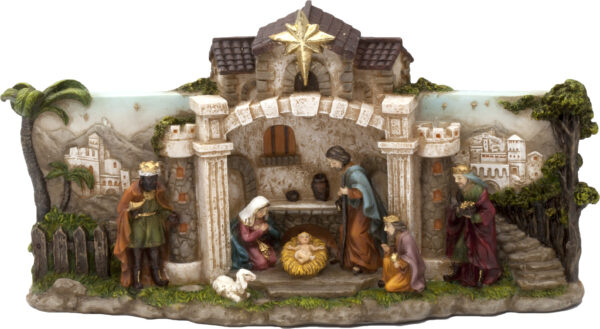 Presepe in resina dipinto a mano h. 22 cm. art. G.P657