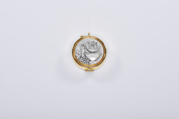 Teca con placca peltro tipo Cero e IHS art. G.393