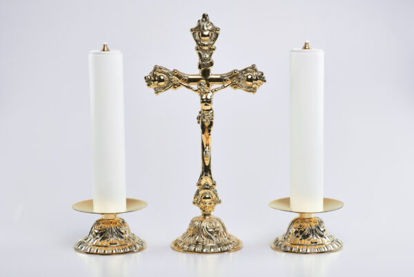 Coppia candelieri dorati con finte candele art. G.1672