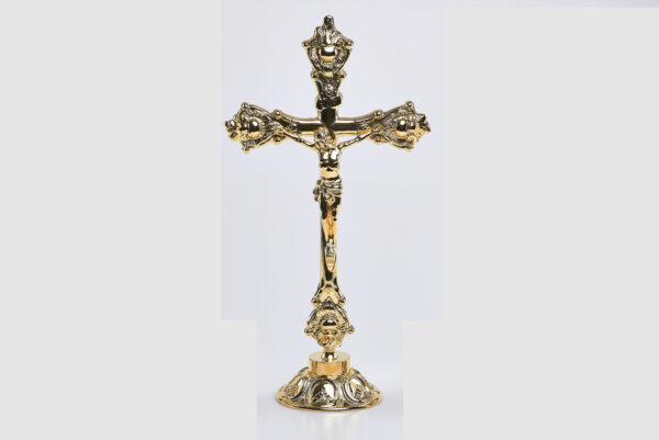 Croce dorata su candeliere art. G.676/C