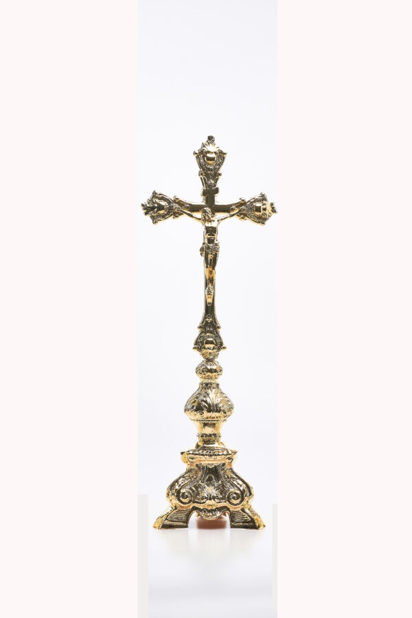 Croce su candeliere dorata art. G.528/AC