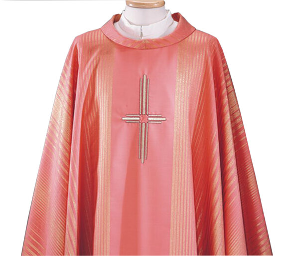 Casula in lana lurex rigata con ricamo art. G.2003 - immagine 2