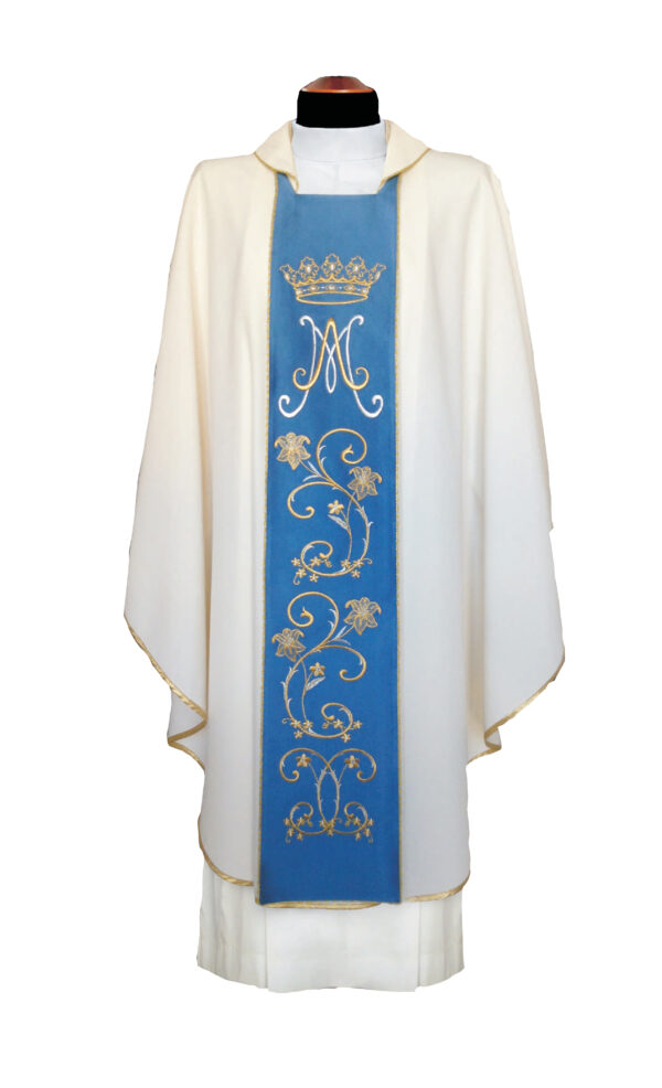 Casula in micromonastico con stolone in raso ricamato art. G.134SR