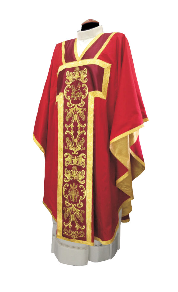 Casula shantung di seta foderata lurex con  stolone ricamato art. G.2254