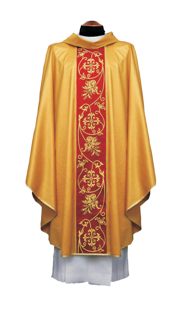 Casula in tessuto oro con stolone applicato ricamato art. G.623