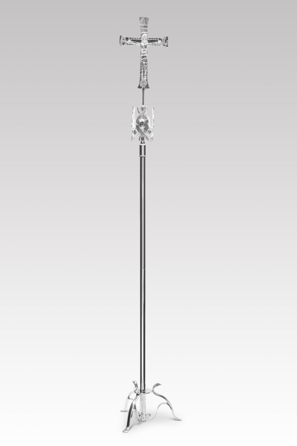 Croce astile Markabà in ottone fuso argentato art. G.DM520.1 - immagine 3