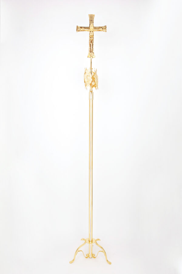 Croce astile Markabà in ottone fuso dorato art. G.DM520.2