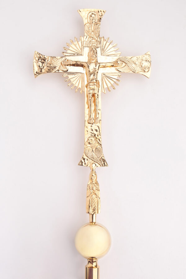 Croce astile Mondo in ottone dorato art. G.DM530.2 - immagine 2