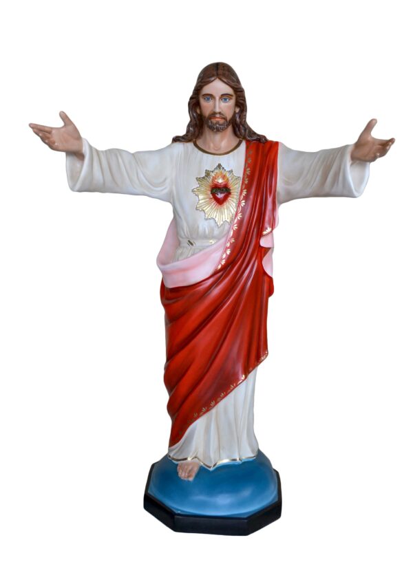 Statua cm. 150 del Sacro Cuore di Gesù con braccia aperte art. G.122.150